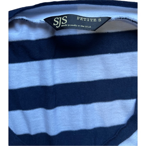 SJS womens petite size small navy white pearl and stud short sleeve anchor top - Picture 4 of 5